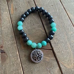 Handmade Hematite & Jade Tree Of Life Bracelet